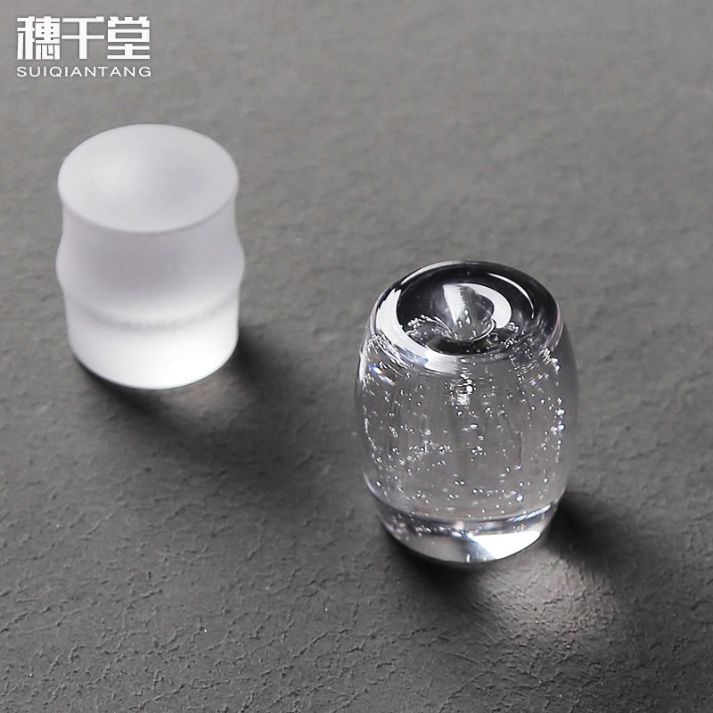 穗千堂 琉璃蓋置 蓋託氣泡玻璃香插 紫砂壺茶碗蓋置 圓形鎮紙-細節圖3