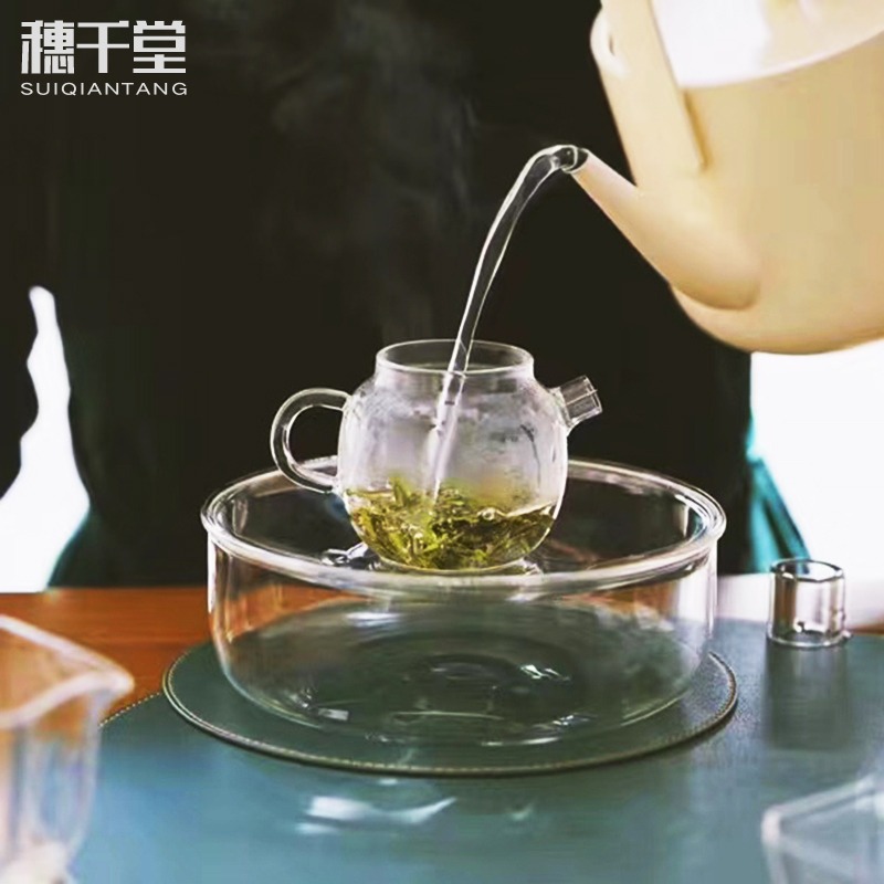 穗千堂現貨耐熱玻璃壺承提示幹泡茶臺 淋壺養壺隔熱壺託功夫茶席-細節圖4