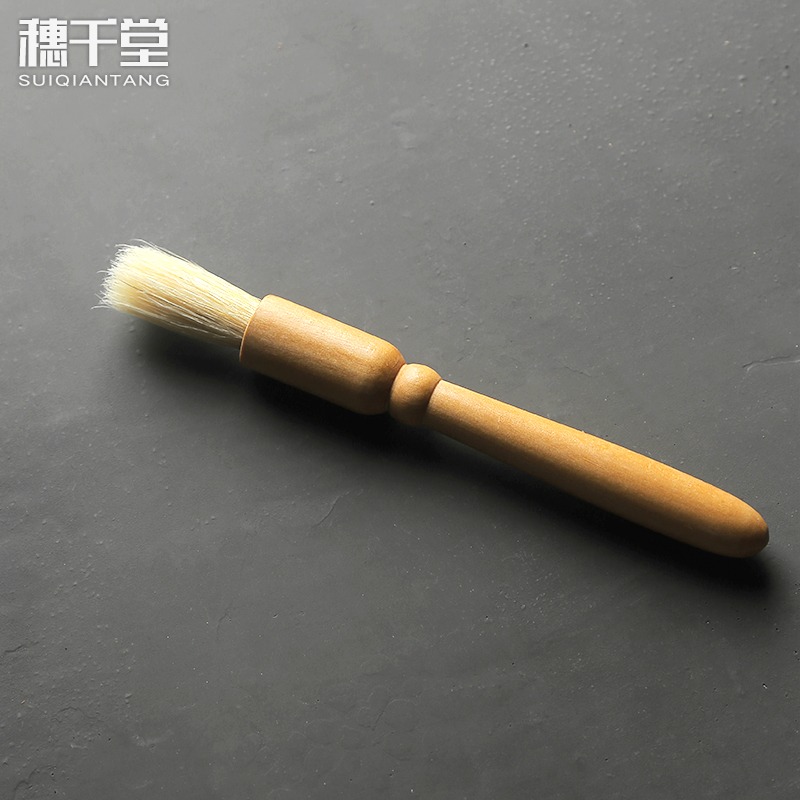 清倉 原木手柄功夫茶道鬃毛清潔筆刷 茶壺茶蓋咖啡豆清理刷-細節圖5