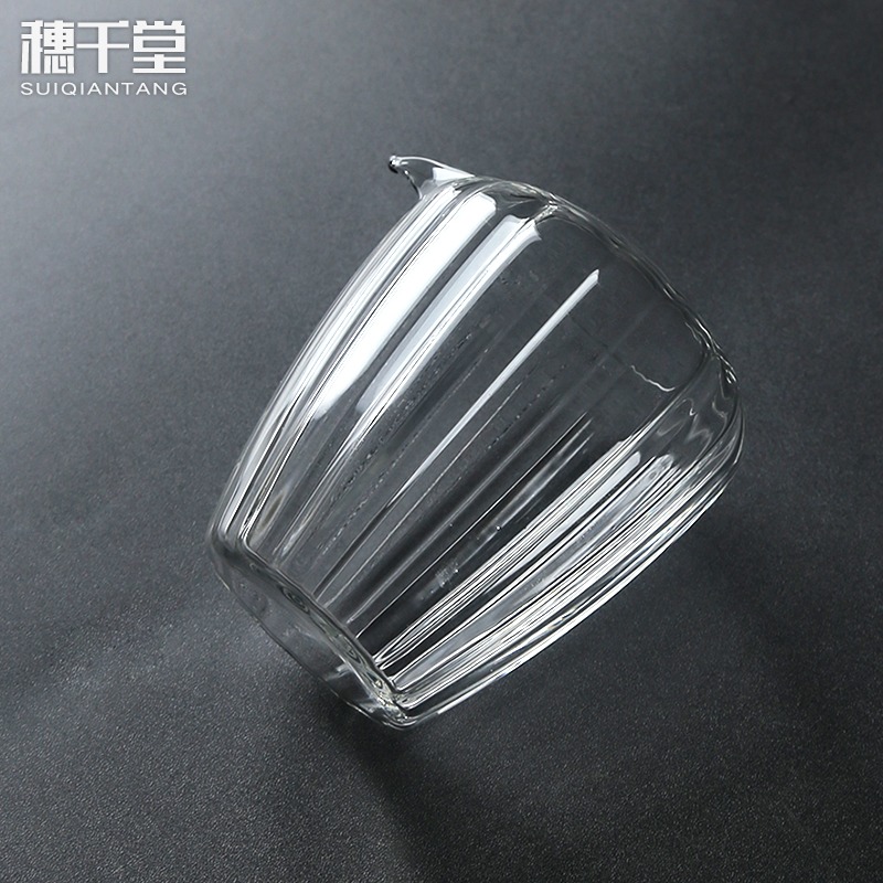 穗千堂 清雅透亮 耐熱玻璃功夫茶公道杯日式菊瓣紋公杯分茶器茶海-細節圖3