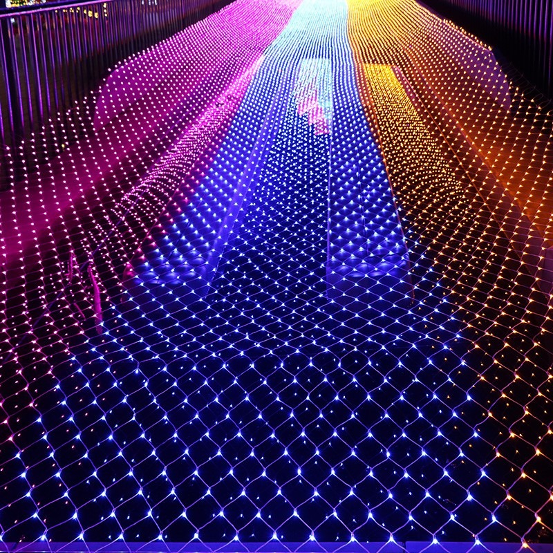 led彩燈燈閃燈串燈滿天星漁網網燈戶外防水太陽能春節低壓裝飾-細節圖3