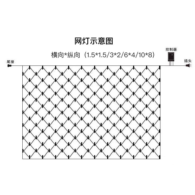 漁網燈彩燈閃燈網狀戶外防水公母插常亮樹木草地燈節日新年街道燈-細節圖9