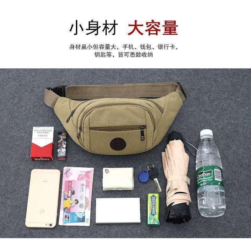 南極人新款男女帆布腰包生意收錢大容量包運動多功能斜挎手機胸包-細節圖3