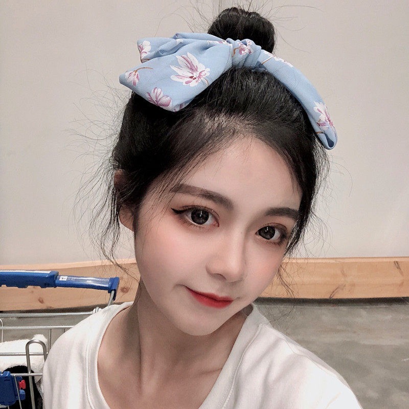 日系超仙雪紡大蝴蝶結發夾子後腦勺發卡小清新甜美碎花彈簧夾頭飾-細節圖4