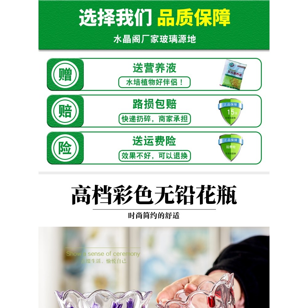 花瓶擺件客廳插花水養鮮花富貴竹乾花透明玻璃新中式大號家居裝飾-細節圖6
