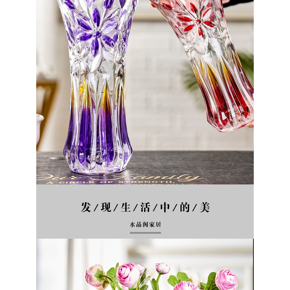 花瓶擺件客廳插花水養鮮花富貴竹乾花透明玻璃新中式大號家居裝飾-細節圖7