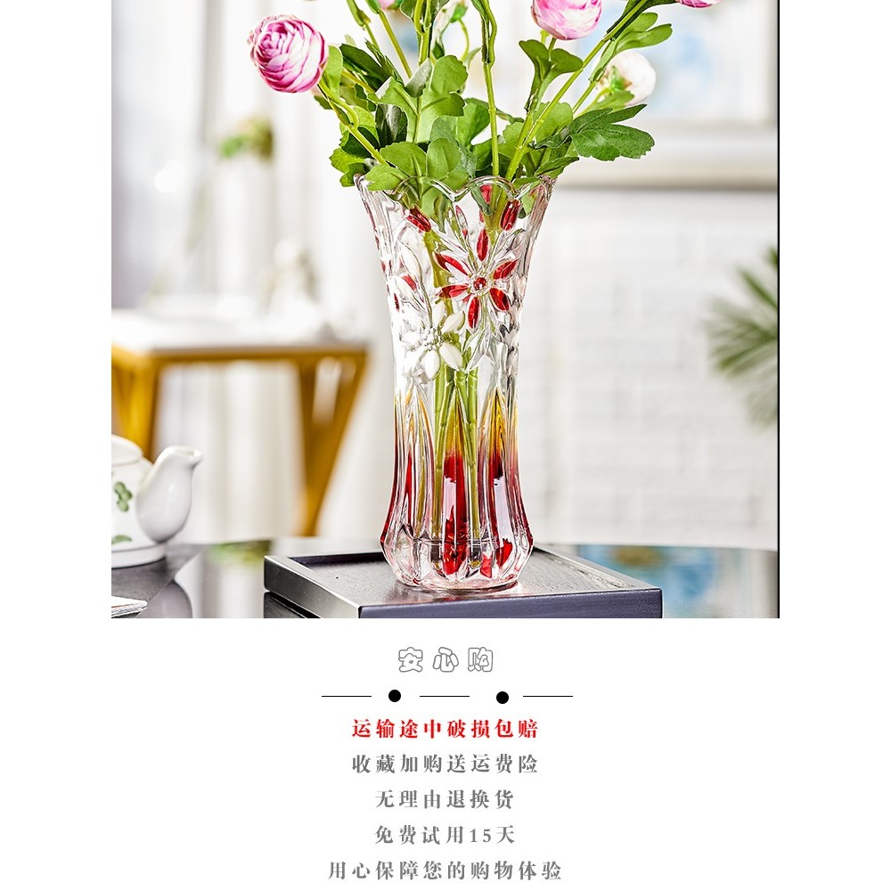 花瓶擺件客廳插花水養鮮花富貴竹乾花透明玻璃新中式大號家居裝飾-細節圖8