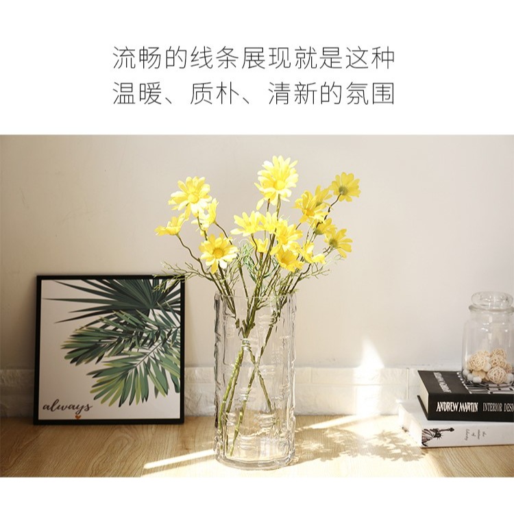 特大號圓形玻璃花瓶簡約北歐落地透明直筒富貴竹水養客廳插花擺件-細節圖4