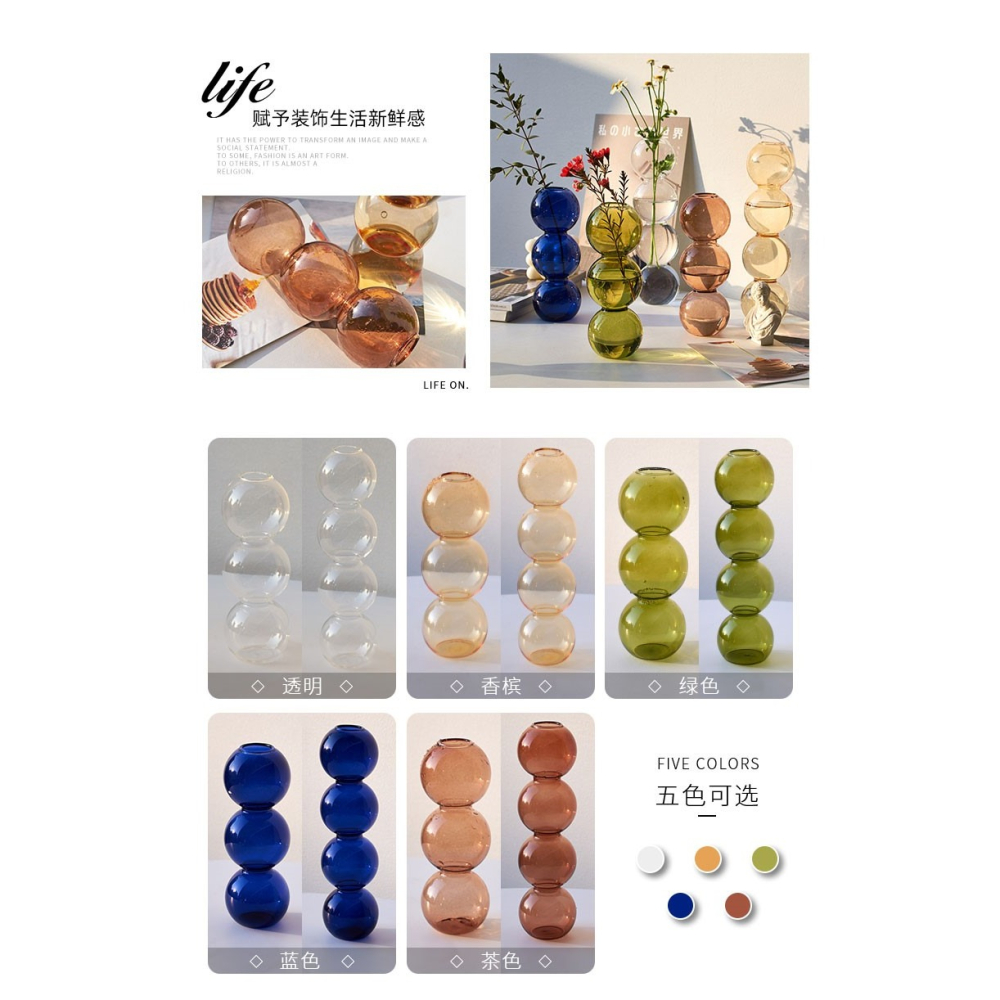 網紅小裝飾玻璃花瓶擺件ins風家居客廳茶幾水培器皿插花玄關小眾-細節圖6