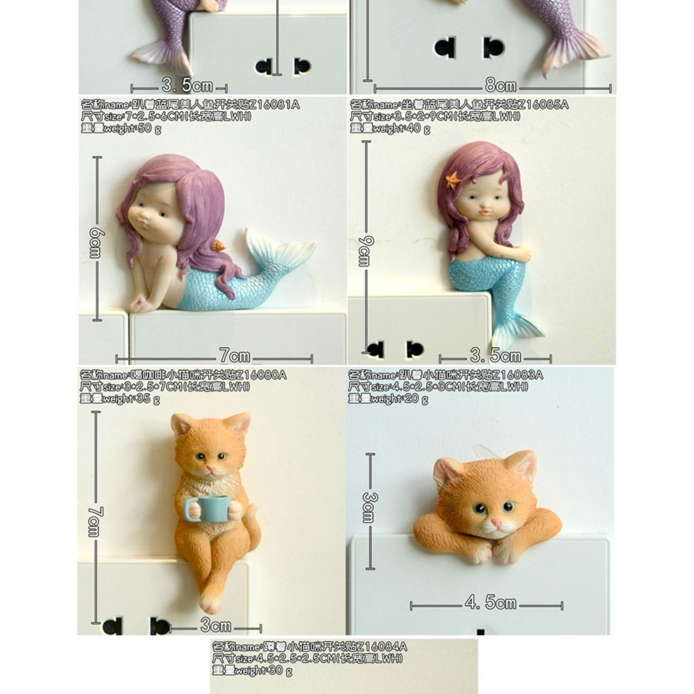 創意小豬開關貼墻貼3d立體動物擺設客廳房間臥室家用插座樹脂裝飾-細節圖6