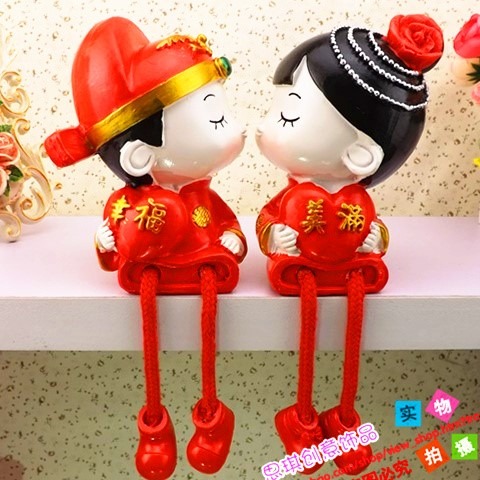 創意家居樹脂擺設吊腳娃娃可愛情侶裝飾品小擺件-細節圖4