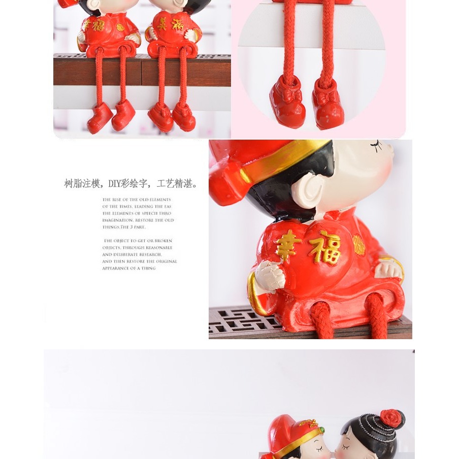 創意家居樹脂擺設吊腳娃娃可愛情侶裝飾品小擺件-細節圖7