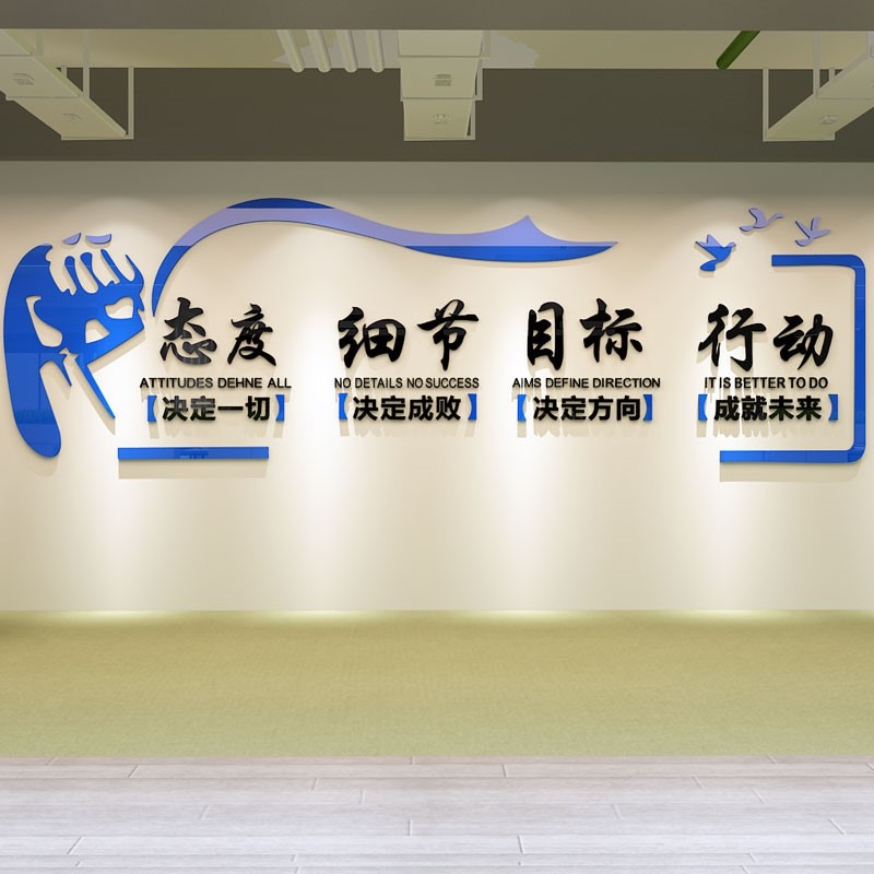 激勵墻貼勵志文字公司企業辦公室文化裝飾立體亞克力團隊標語墻貼-細節圖3