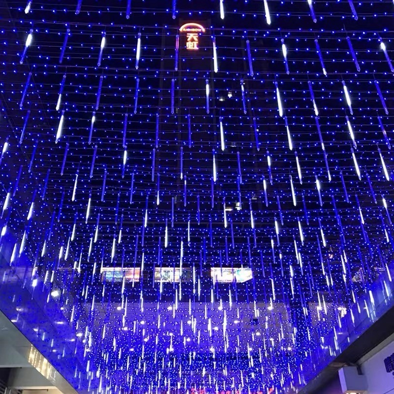太陽能流星雨led燈戶外防水聖誕樹燈裝飾七彩滿天星閃燈彩燈串燈-細節圖3