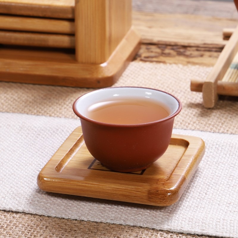 杯墊竹製圓形杯託套組套裝茶杯隔熱墊功夫方形杯墊茶道配件茶杯墊-細節圖4