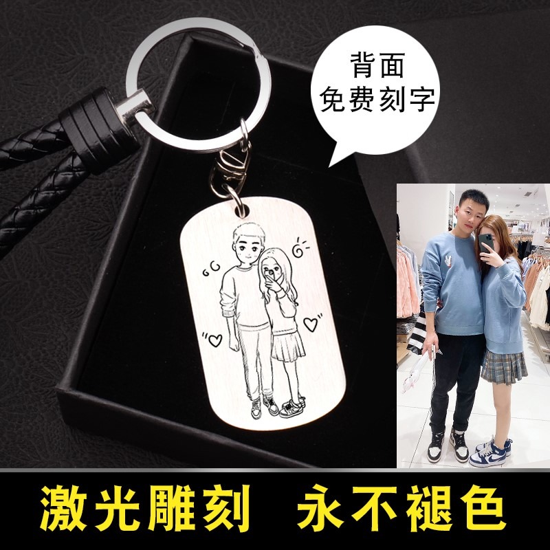 情侶款鑰匙扣鏈定製做女神節禮物diy照片創意送男生掛件一對訂制-細節圖3