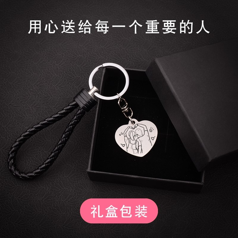 情侶款鑰匙扣鏈定製做女神節禮物diy照片創意送男生掛件一對訂制-細節圖4