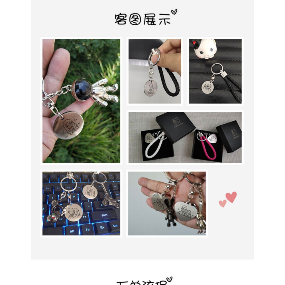 情侶款鑰匙扣鏈定製做女神節禮物diy照片創意送男生掛件一對訂制-細節圖7