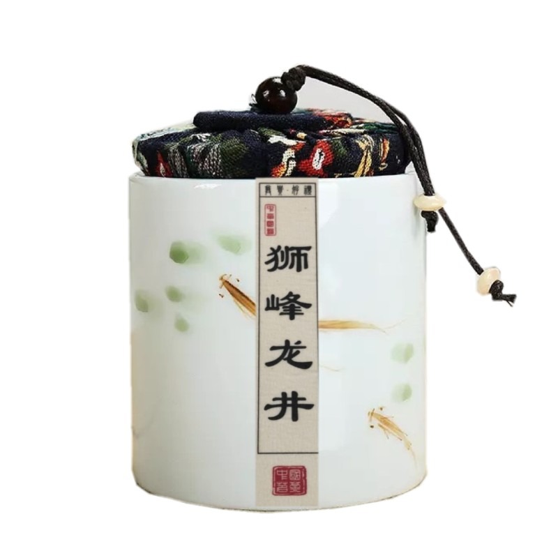 茶農直銷杭州特產西湖獅峯龍井明前一級茶綠茶50g瓷瓶豆花香-細節圖5