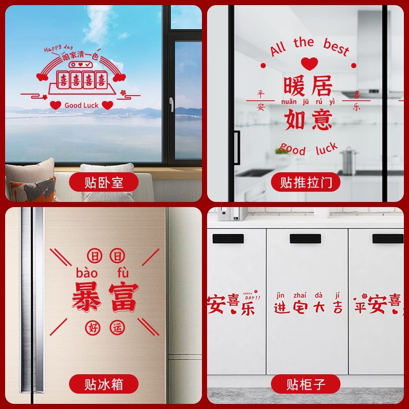 喬遷之喜裝飾靜電貼玻璃窗花貼新居儀式入宅佈置用品窗貼進宅大吉-細節圖4