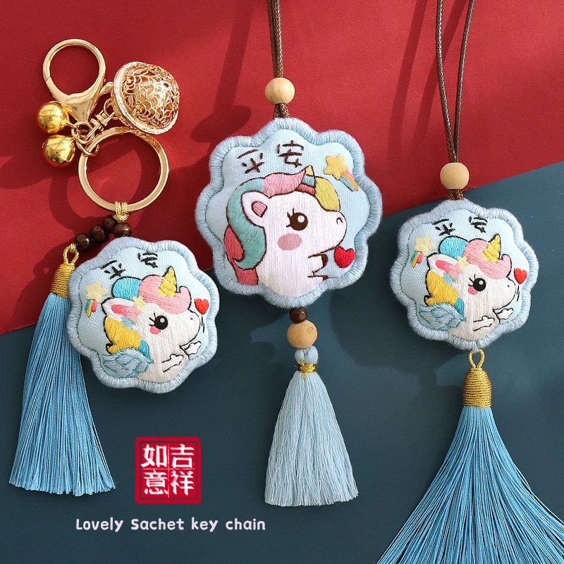 刺繡diy手工自制情侶平安符香囊材料包平安福護身醒獅送男友禮物-細節圖2
