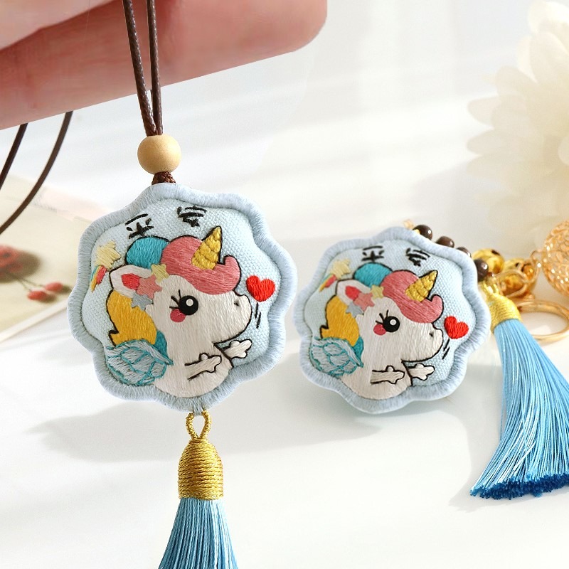 刺繡diy手工自制情侶平安符香囊材料包平安福護身醒獅送男友禮物-細節圖3
