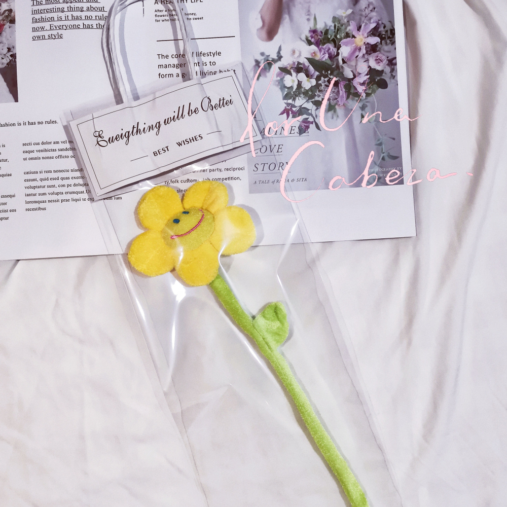 笑臉毛絨太陽花仿真花束玫瑰假花房間裝飾擺件少女心禮物拍照道具-細節圖8