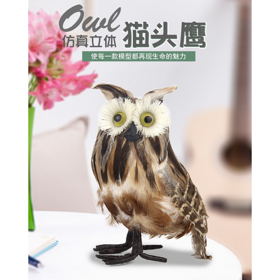 仿真羽毛貓頭鷹羽毛製品家居場景佈置仿生鳥裝飾工藝品-細節圖8