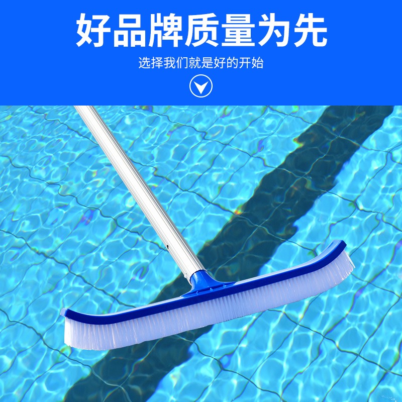 游泳池清潔刷子魚池塑料刷配伸縮桿清潔工具18寸膠池刷吸污機配件-細節圖3
