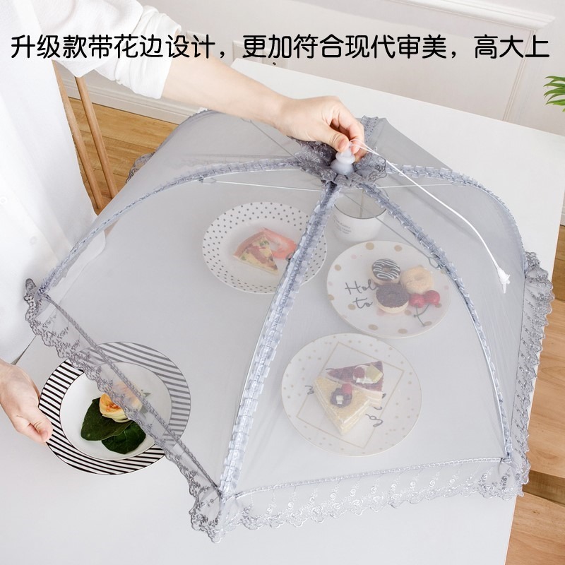 透氣食品罩紗網折疊桌防蚊蠅便攜式家庭居家展示架餐桌遮菜罩圓形-細節圖2