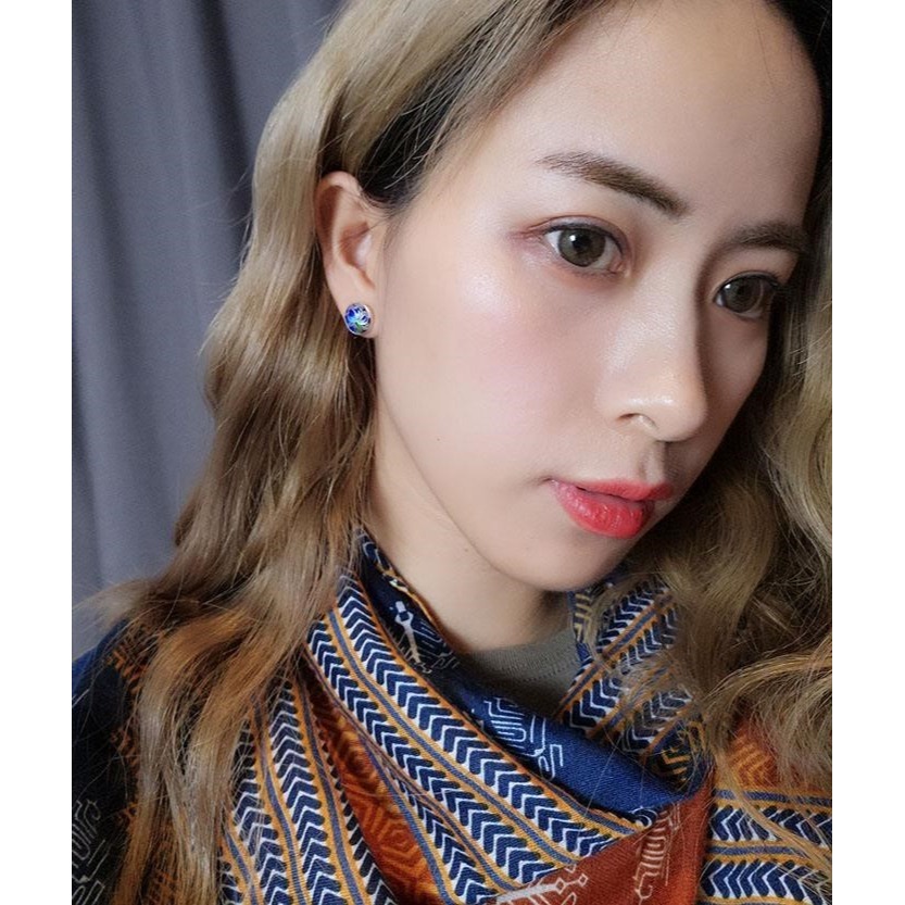 泰銀復古做舊傳統民族風琺瑯彩蓮花女款鏤空圓形簡約耳釘戒指套裝-細節圖4