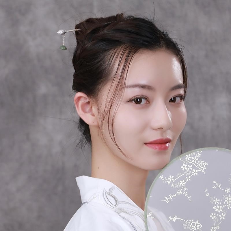 【蓮步搖】中式復古發釵s925銀女古裝發簪蓮蓬白玉蓮花流蘇民族風-細節圖4
