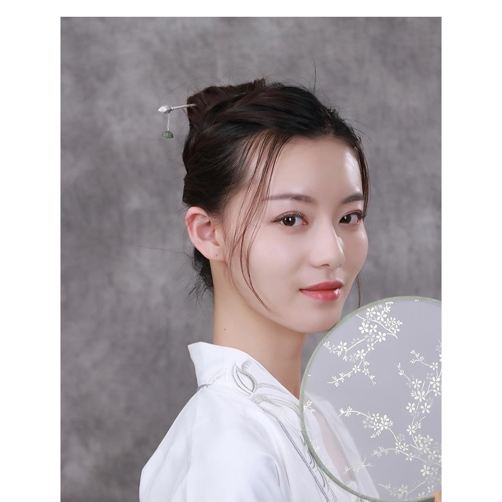 【蓮步搖】中式復古發釵s925銀女古裝發簪蓮蓬白玉蓮花流蘇民族風-細節圖10