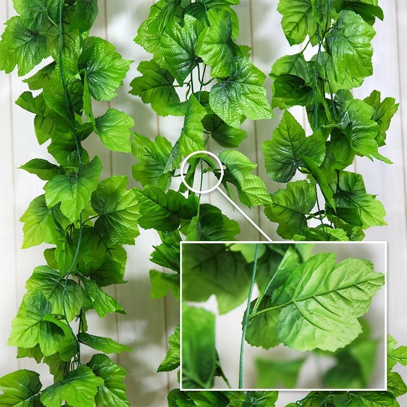 仿真樹葉吊頂葡萄葉假花藤條綠葉空調水管道纏繞遮擋綠色藤蔓裝飾-細節圖3