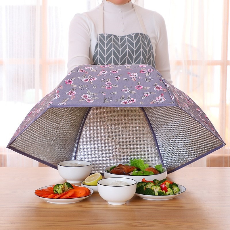 冬季保溫菜罩加厚家用大號桌蓋折疊防塵餐 桌罩加熱遮菜傘飯罩子-細節圖3
