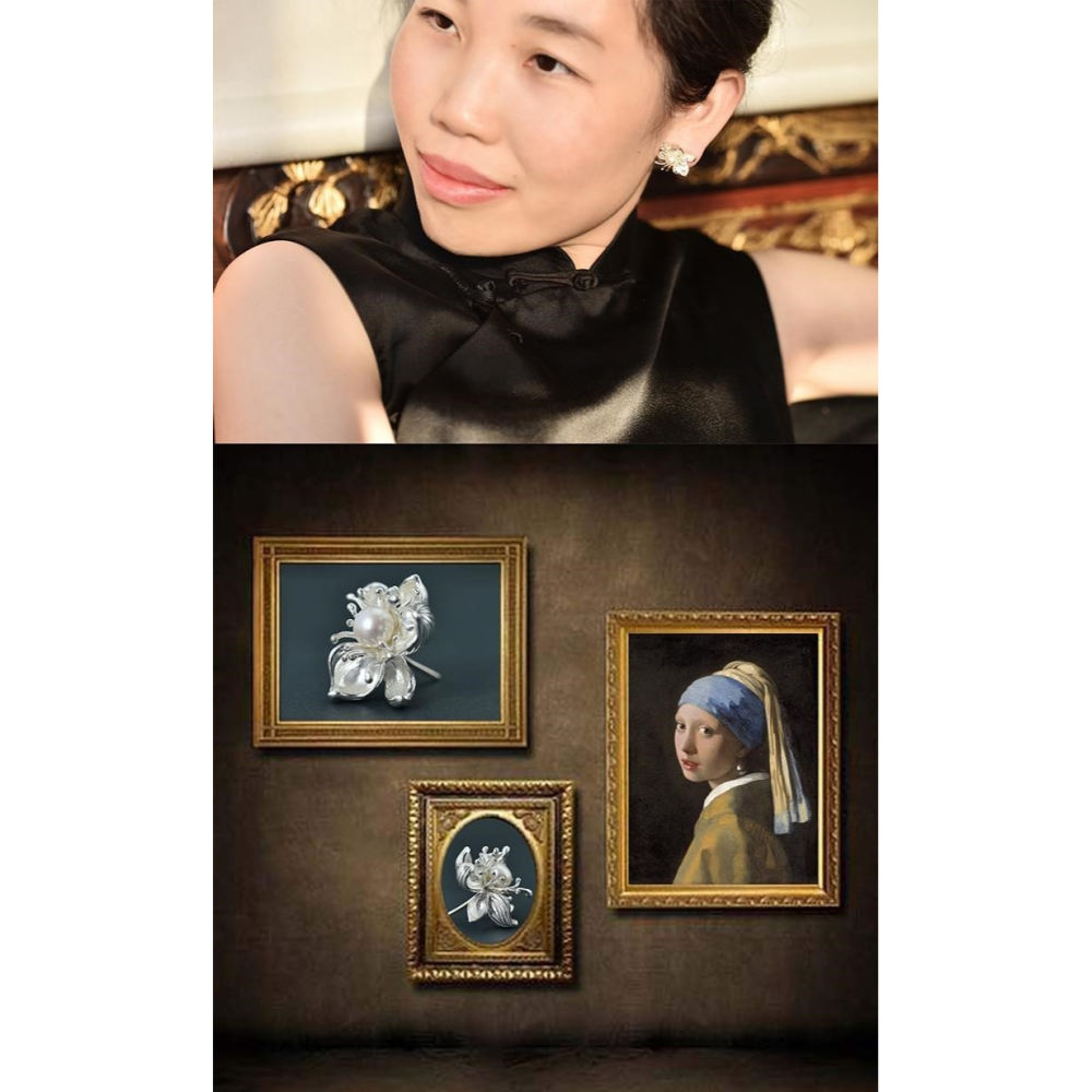 S925純銀典雅耳釘新款配飾耳環配旗袍時尚珍珠耳飾女款個性銀飾-細節圖10