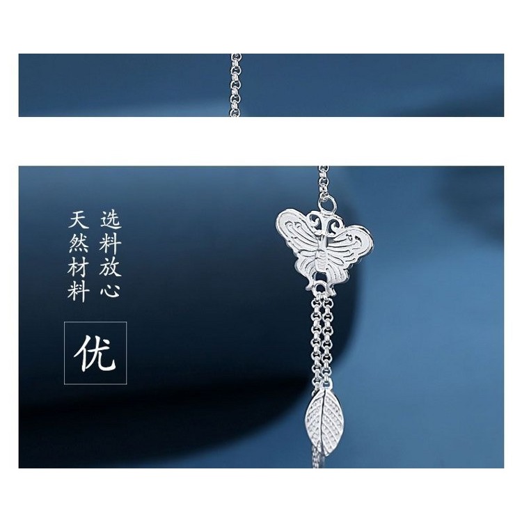 鍍s925銀發簪復古風盤發漢服流蘇步搖發飾花朵蝴蝶珍珠U型發釵女-細節圖10