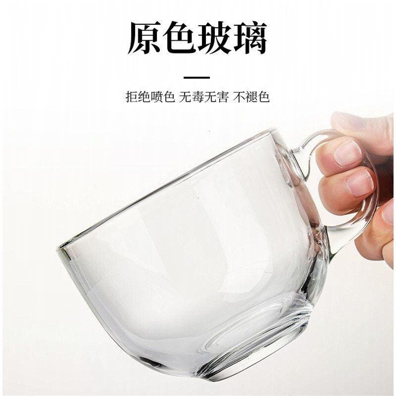 2件套北歐茶色玻璃燕麥早餐杯家用耐熱大容量牛奶杯帶蓋勺馬克杯-細節圖5