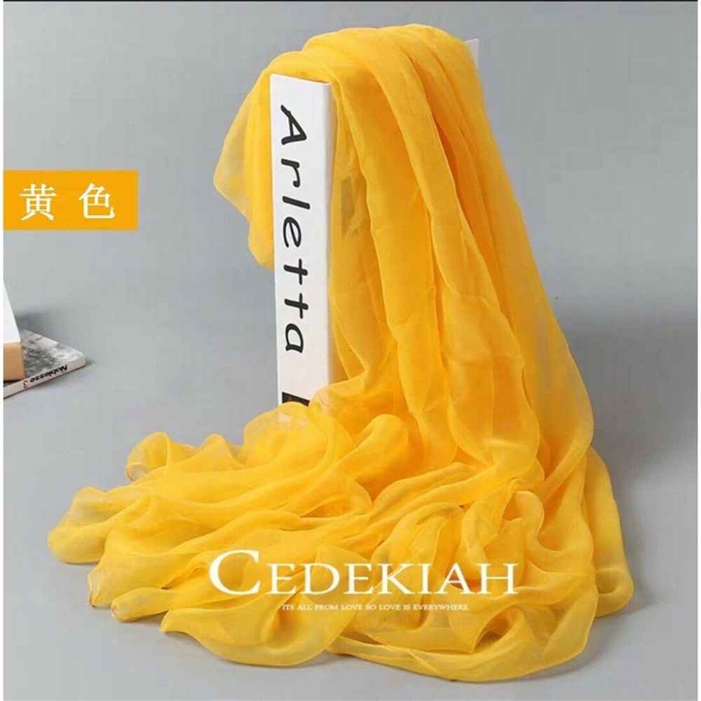 【產地直銷】純色冰絲絲巾女長款百搭時尚薄圍巾披肩防曬雪紡紗巾-細節圖5