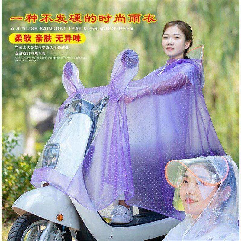 雨衣電動車雨衣女單人摩托車加大加厚雙帽檐雨披電瓶車雙人大雨衣-細節圖3