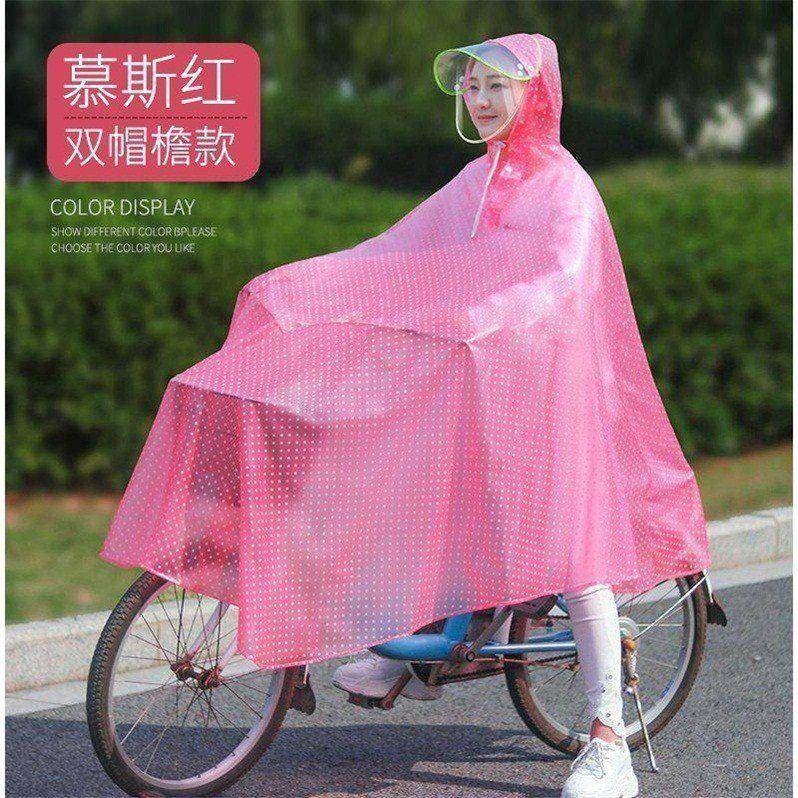 雨衣電動車雨衣女單人摩托車加大加厚雙帽檐雨披電瓶車雙人大雨衣-細節圖4