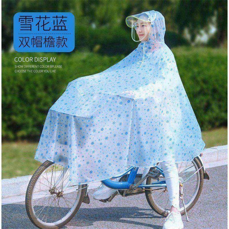 雨衣電動車雨衣女單人摩托車加大加厚雙帽檐雨披電瓶車雙人大雨衣-細節圖5