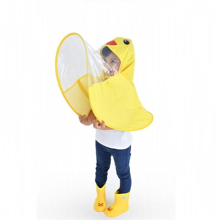 PEVA飛碟雨衣小黃鴨斗篷皮卡丘兒童帽傘網紅抖音男女童寶寶幼兒園-細節圖3