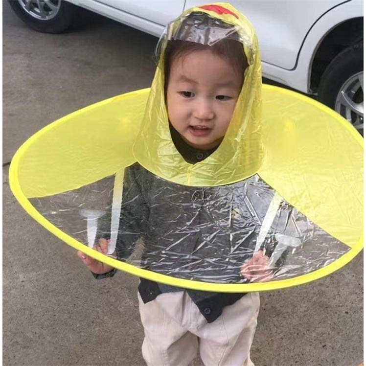 卡通飛碟雨衣小黃鴨斗篷雨傘帽子兒童寶寶幼兒園小童中大童小學生-細節圖3