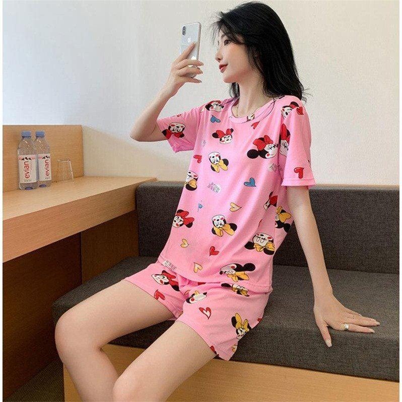 寬松夏季大碼睡衣女ins卡通學生休閑甜美可愛外穿家居服短袖套裝-細節圖4