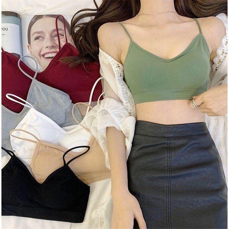 1/2件裝美背內衣女學生韓版吊帶背心女抹胸式裹胸文胸無鋼圈外穿-細節圖2