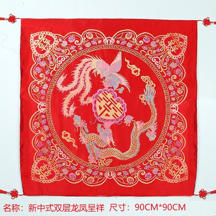 結婚新娘紅色蓋頭婚禮蒙頭紅 頭巾中式秀禾服喜帕蓋頭紗巾半透明-細節圖2