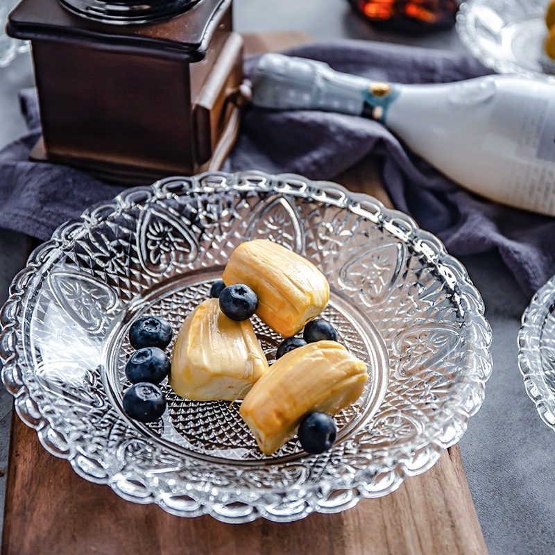 水果盤家用北歐風心形玻璃果盆創意現代客廳乾果盤糖果盤零食盤子-細節圖3
