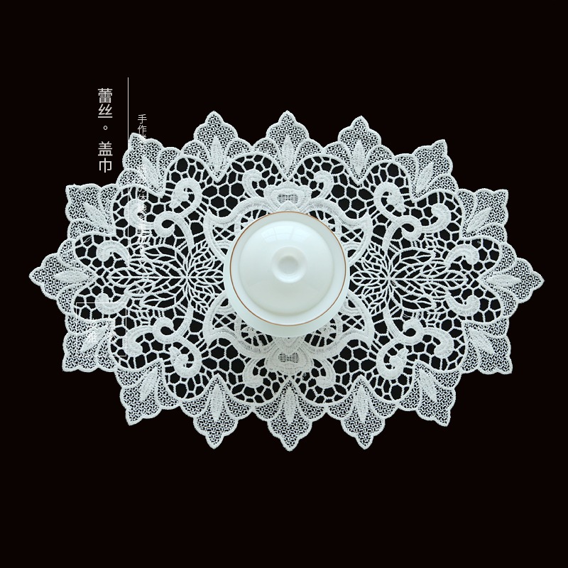 唯米6203白色蕾絲民族風家用防塵布遮蓋巾茶具小電器方形茶盤蓋巾-細節圖5