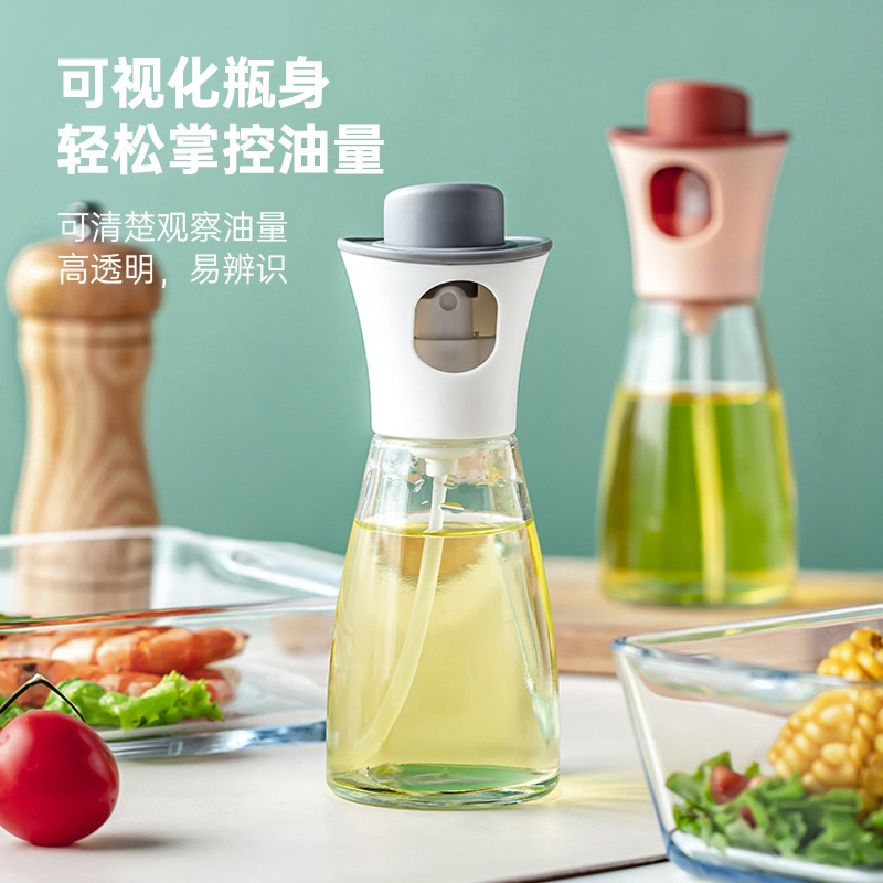 噴霧油瓶家用噴油瓶燒烤廚房按壓式霧化控油玻璃減脂防漏油壺油罐-細節圖3
